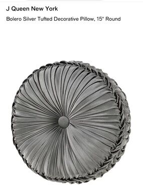 J Queen New York Bolero Silver/ Gray Tufted Round Pillow